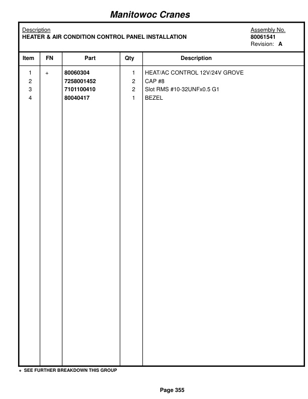 Grove RT770E 5 SECT Crane Parts Manual 235883 2017-2