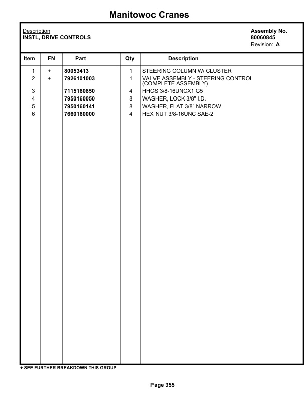 Grove RT770E 5 SECT Crane Parts Manual 236317 2019-2