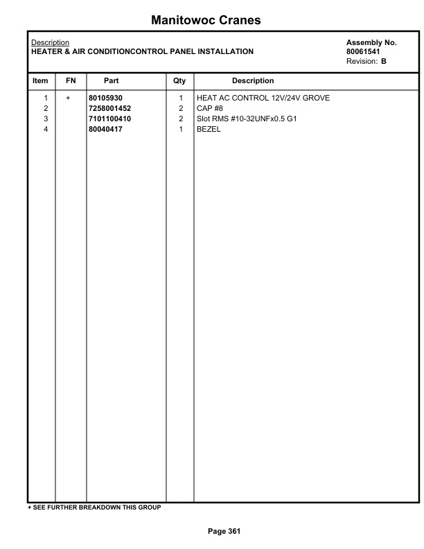 Grove RT770E 5 SECT Crane Parts Manual 236741 2019-2