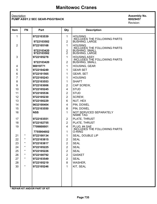 Grove RT770E 5 SECT Crane Parts Manual 236741 2019-3