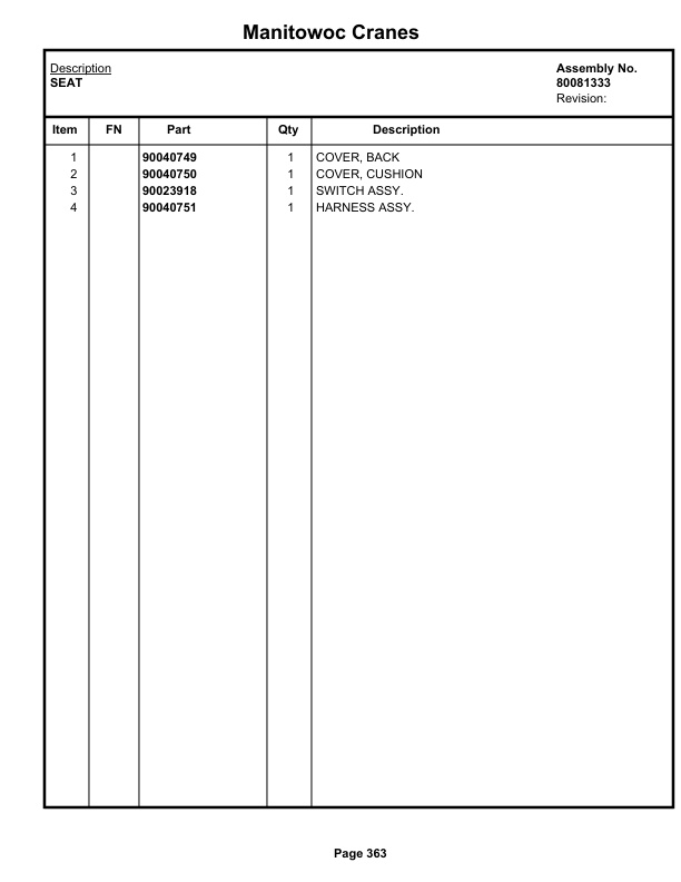 Grove RT770E 5 SECT Crane Parts Manual 236961 2021-2