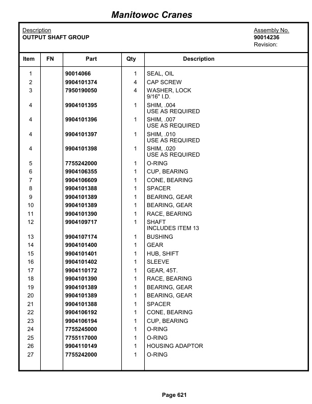 Grove RT770E Crane Parts Manual 233877 2013-3