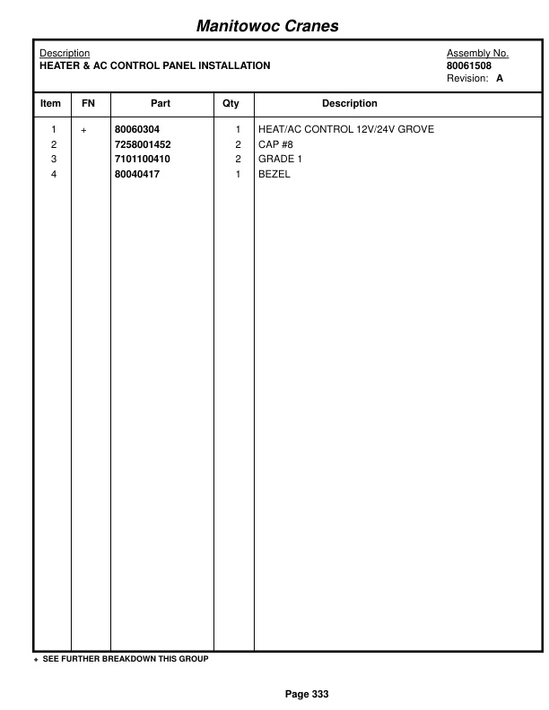 Grove RT770E Crane Parts Manual 234707 2014-2