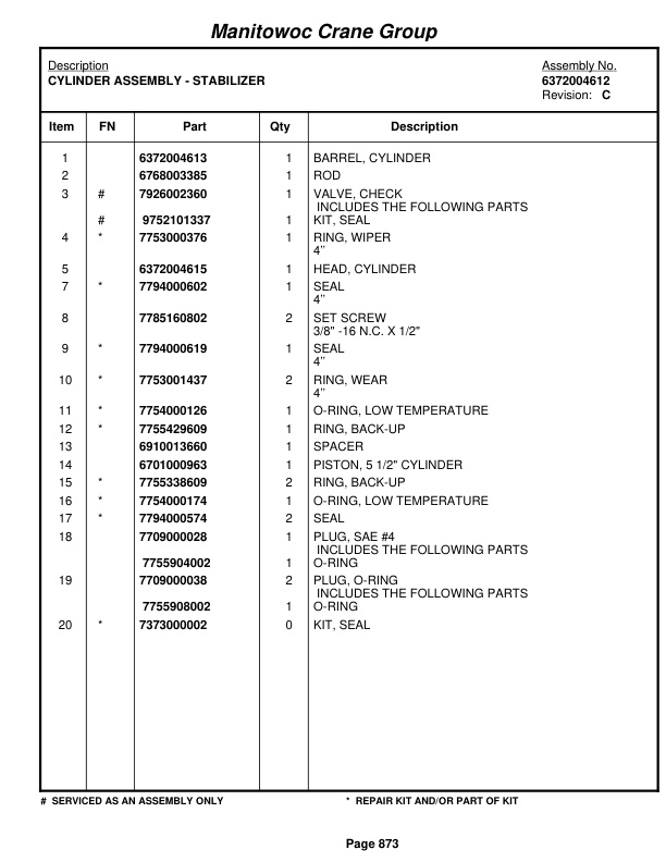 Grove RT855B Crane Parts Manual 79838 2005-3