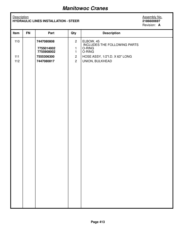 Grove RT855B Crane Parts Manual 84437 2017-2