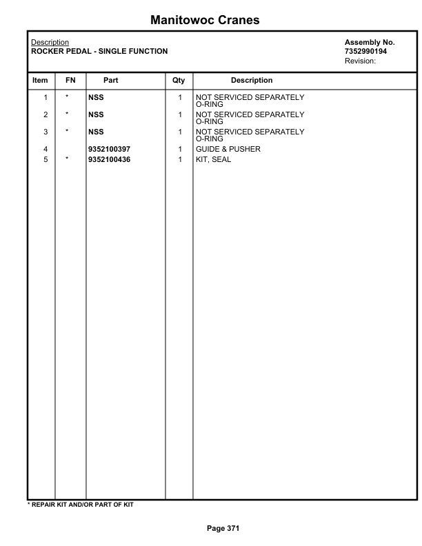 Grove RT855B Crane Parts Manual 84626 2022-2