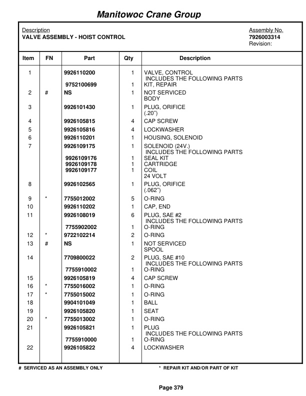 Grove RT855B Crane Parts Manual 84698 2005-2