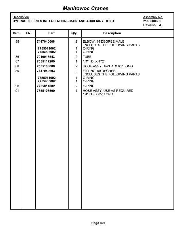 Grove RT855B Crane Parts Manual 84933 2013-2