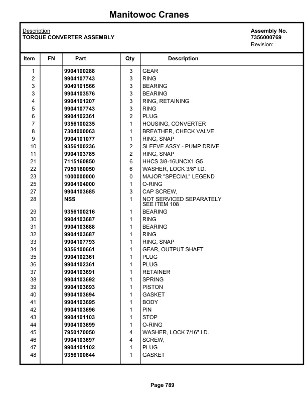 Grove RT855B Crane Parts Manual 86896 2021-3