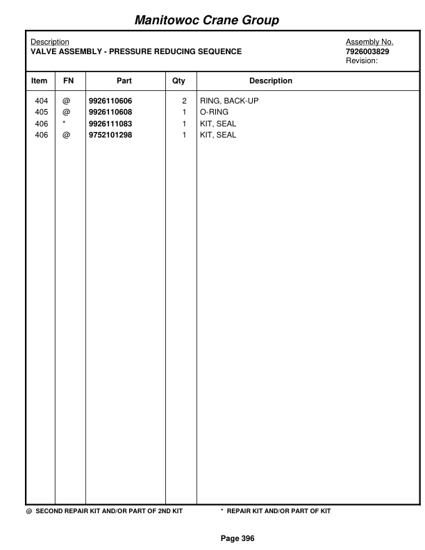 Grove RT855B Crane Parts Manual 87099 2005-2