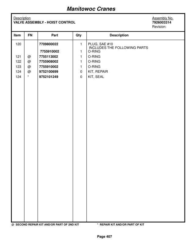 Grove RT860 Crane Parts Manual 220289 2014-2