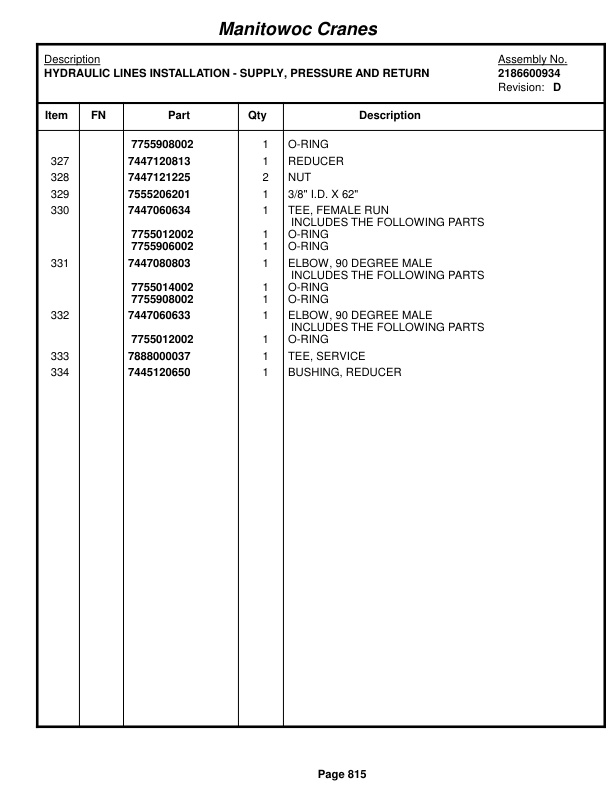 Grove RT860 Crane Parts Manual 220890 2014-3