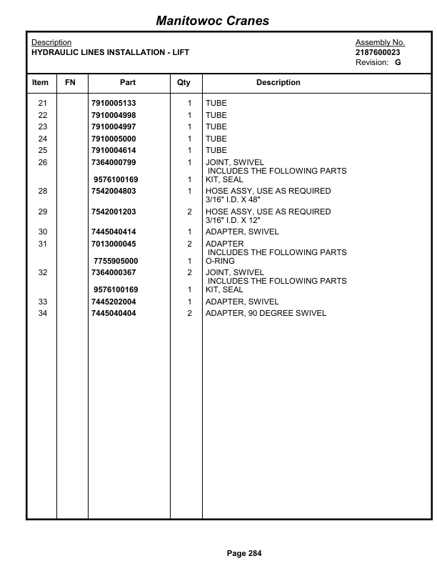 Grove RT865 Crane Parts Manual 67654 2013-2