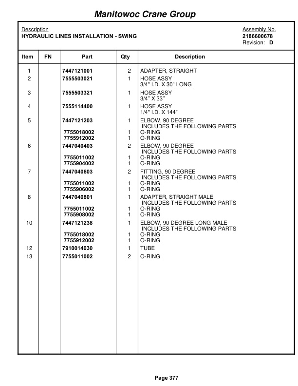 Grove RT865B Crane Parts Manual 81544 2007-2