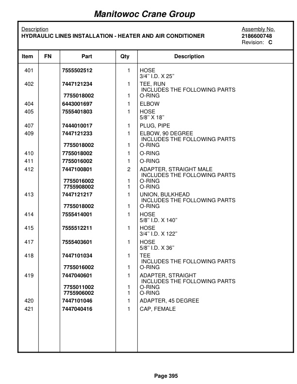 Grove RT865B Crane Parts Manual 82745 2006-2