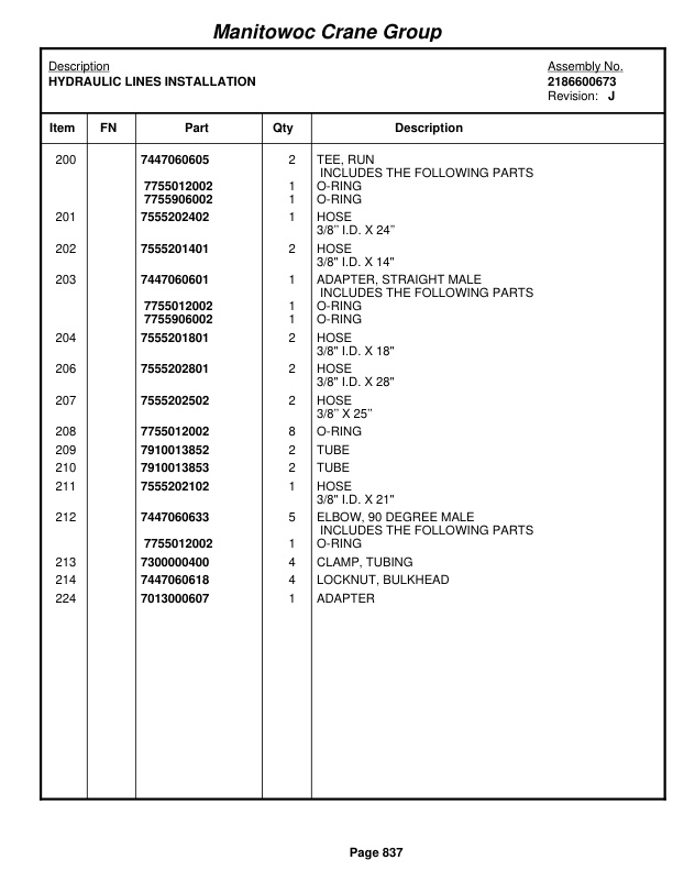 Grove RT865B Crane Parts Manual 83748 2005-3