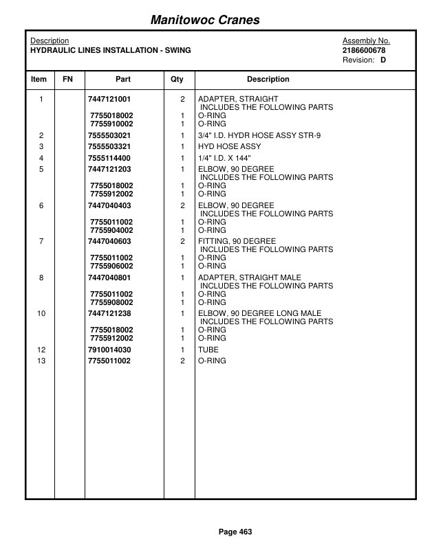 Grove RT865BXL Crane Parts Manual 220463 2014-2