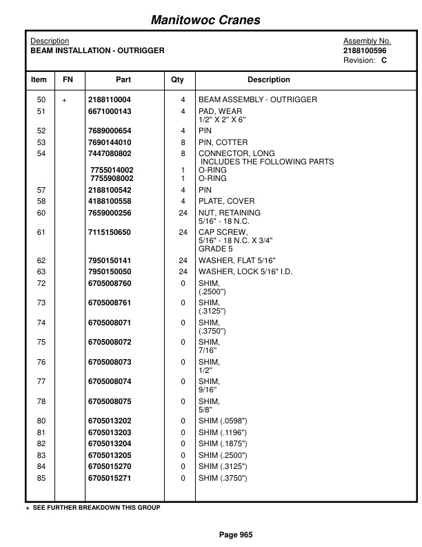 Grove RT865BXL Crane Parts Manual 220970 2014-3