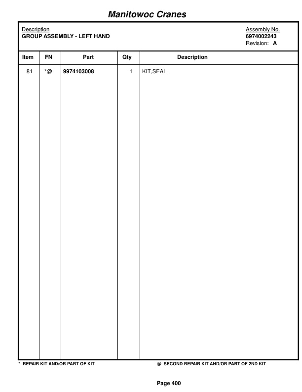 Grove RT870 Crane Parts Manual 221229 2014-2