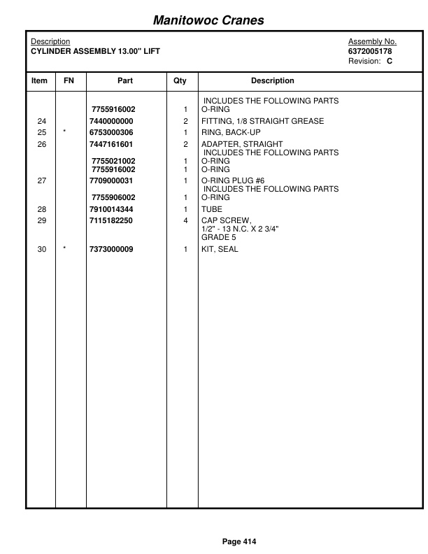 Grove RT870 Crane Parts Manual 87095 2014-2