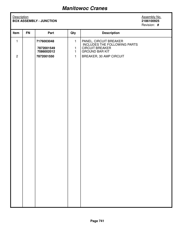 Grove RT875C Crane Parts Manual 223121 2015-3