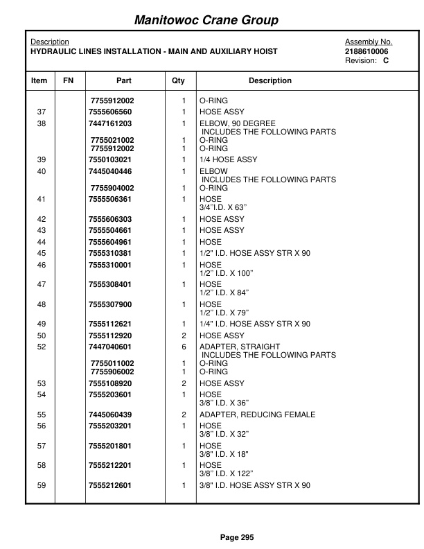 Grove RT875E Crane Parts Manual 225006 2005-2