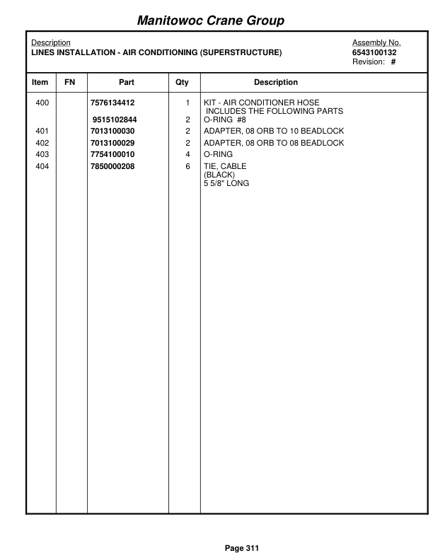 Grove RT875E3 Crane Parts Manual 225689 2007-2