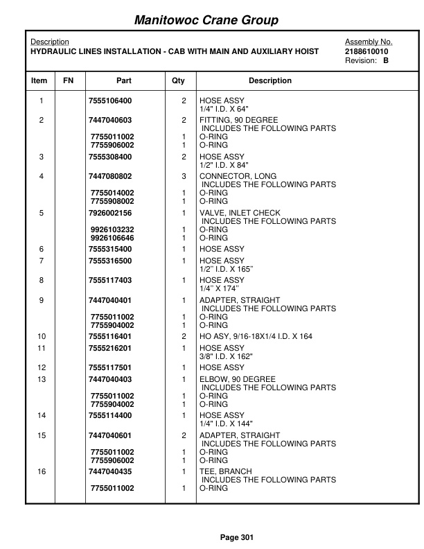 Grove RT875E3 Crane Parts Manual 226469 2007-2