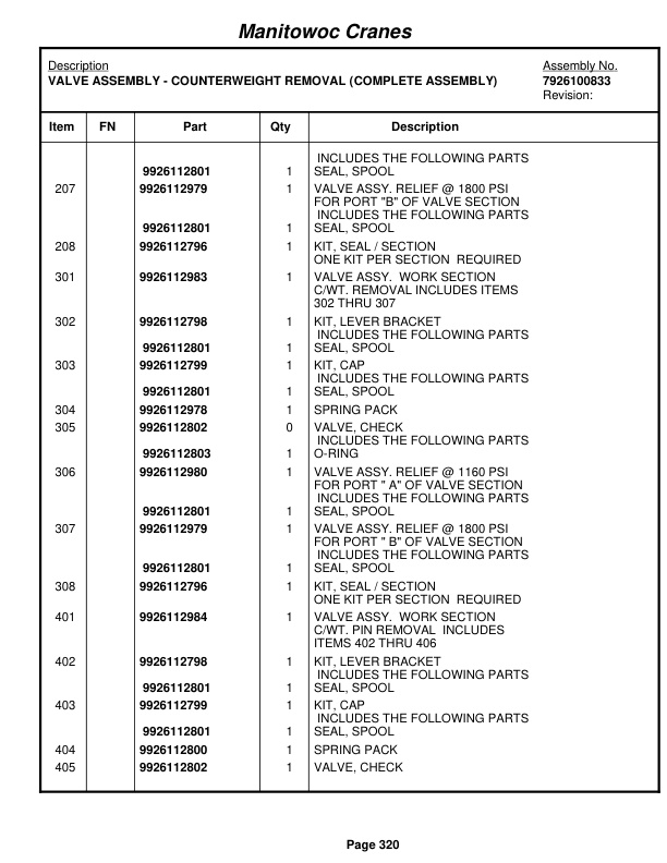 Grove RT875E3 Crane Parts Manual 226785 2009-2