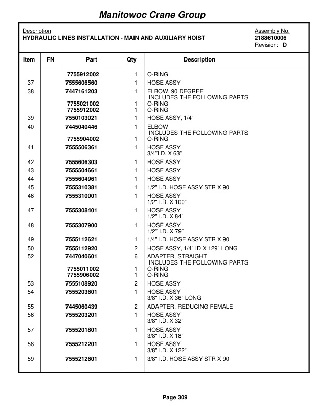 Grove RT875E3 Crane Parts Manual 227708 2007-2