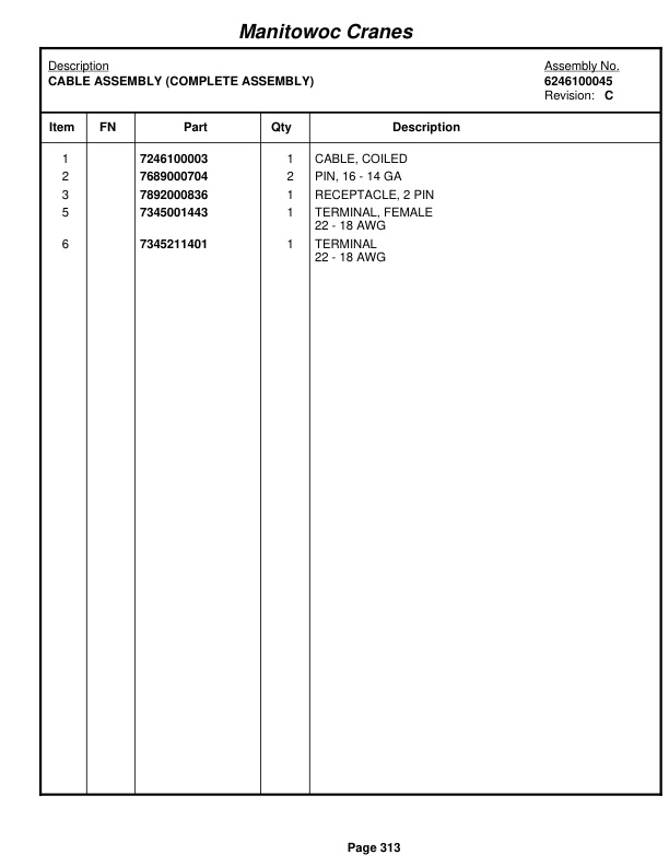 Grove RT880E Crane Parts Manual 226178 2012-2