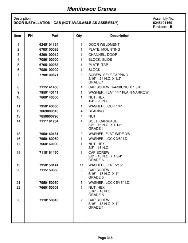 Grove RT880E Crane Parts Manual 228139 2010-2