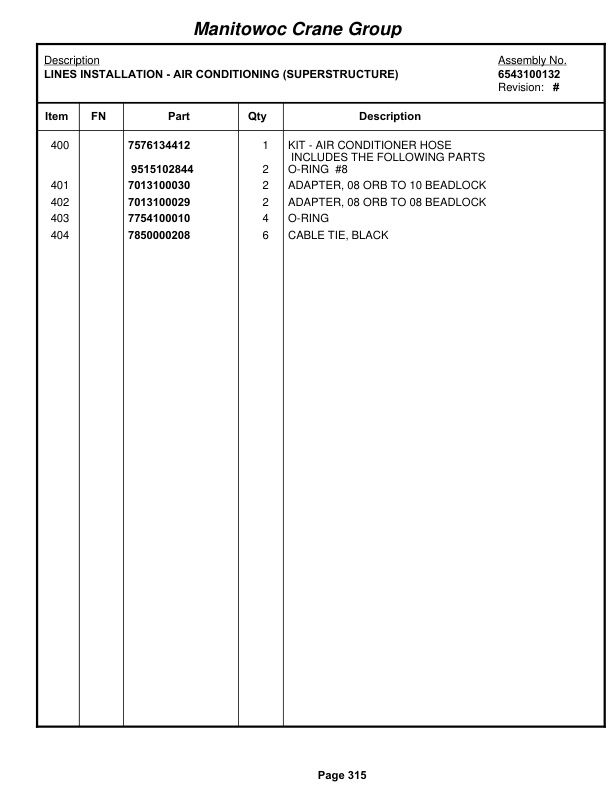 Grove RT880E Crane Parts Manual 228191 2008-2