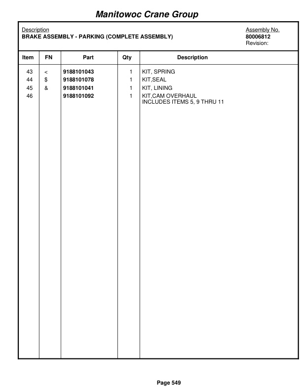 Grove RT880E Crane Parts Manual 228420 2008-3