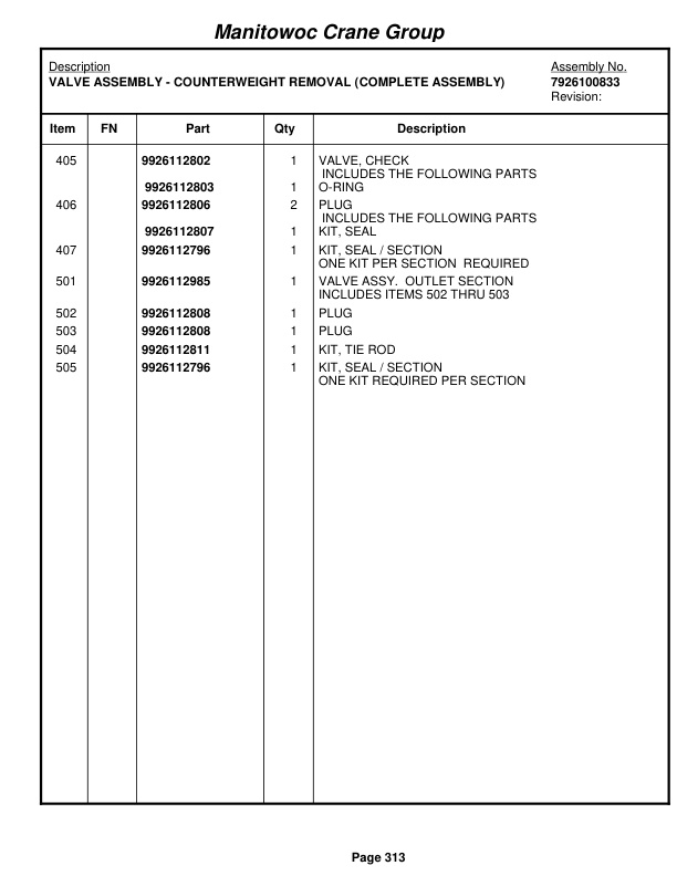 Grove RT880E Crane Parts Manual 228849 2008-2