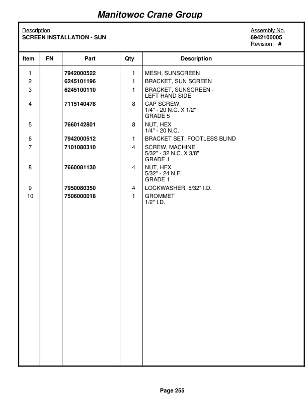 Grove RT880E Crane Parts Manual 229373 2008-2