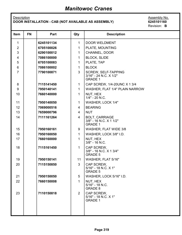 Grove RT880E Crane Parts Manual 230055 2012-2