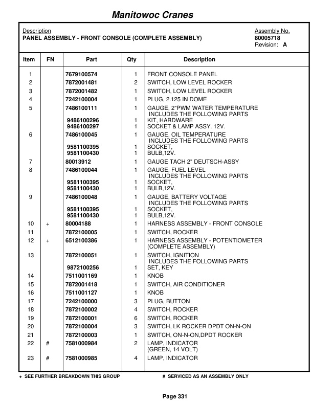 Grove RT880E Crane Parts Manual 231464 2011-2