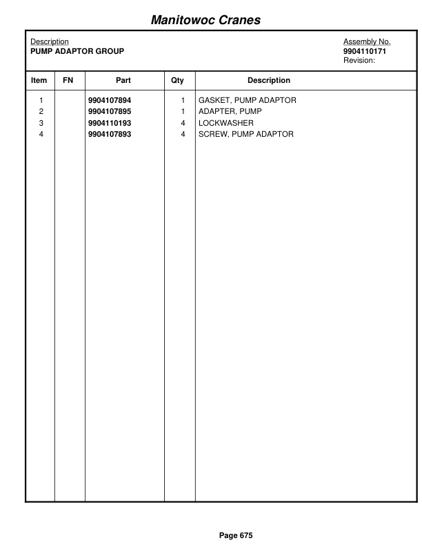 Grove RT880E Crane Parts Manual 231464 2011-3