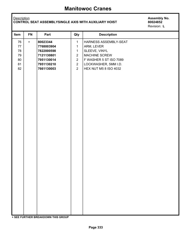 Grove RT880E Crane Parts Manual 231829 2019-2