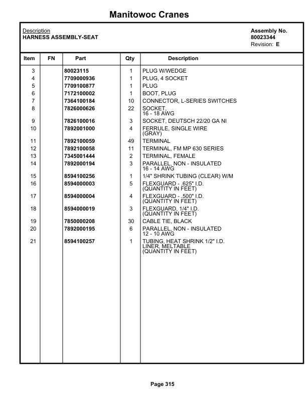 Grove RT880E Crane Parts Manual 233489 2019-2