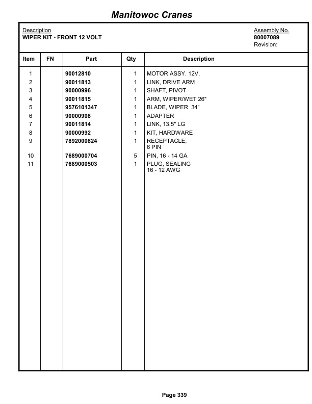 Grove RT880E Crane Parts Manual 234081 2013-2