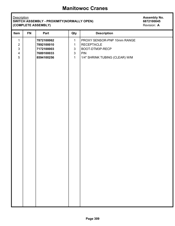 Grove RT880E Crane Parts Manual 234249 2019-2