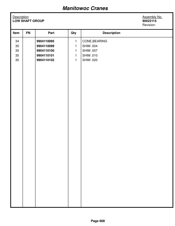 Grove RT880E Crane Parts Manual 234692 2014-3