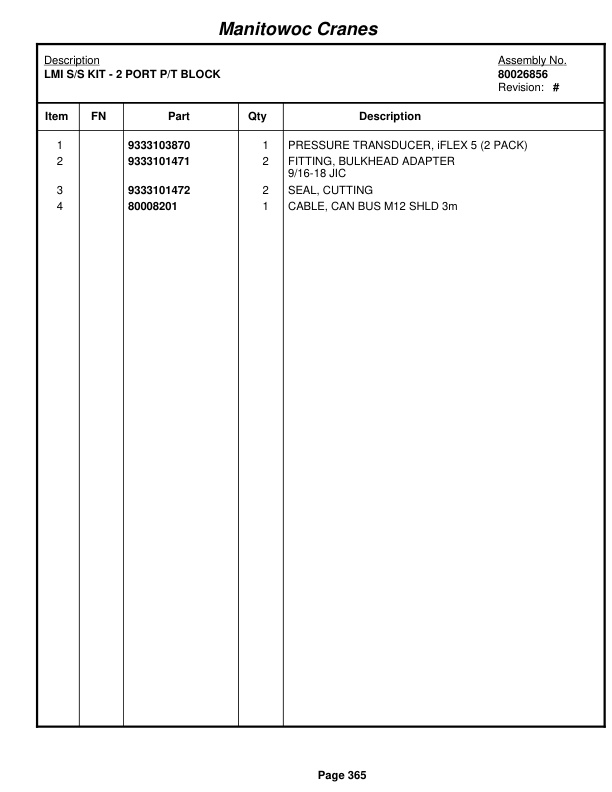 Grove RT890E Crane Parts Manual 232213 2011-2