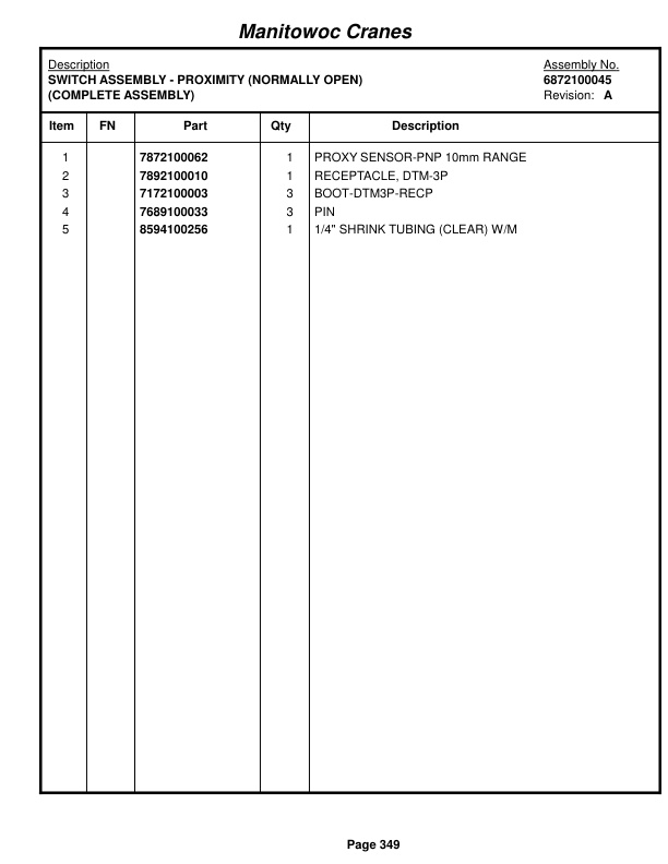 Grove RT890E Crane Parts Manual 232721 2016-2