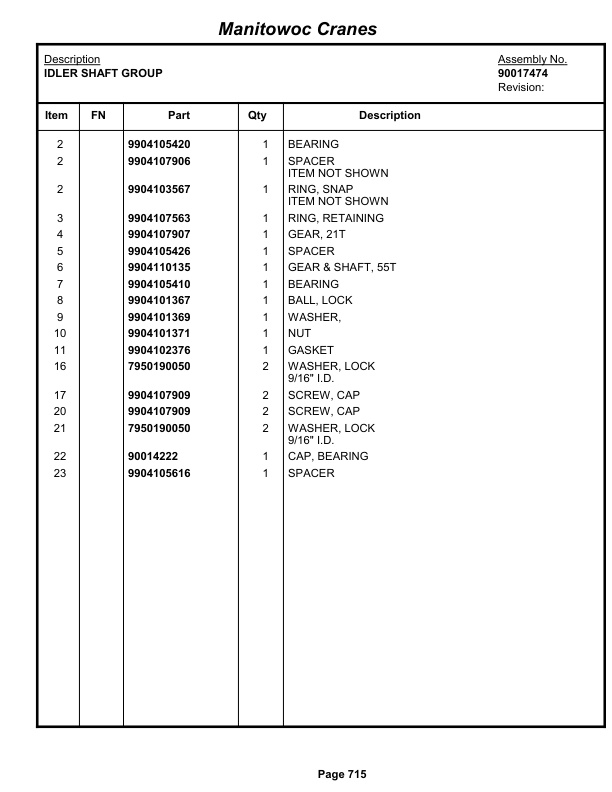 Grove RT890E Crane Parts Manual 233104 2013-3