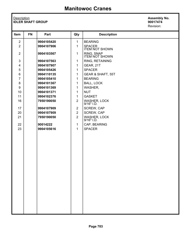 Grove RT890E Crane Parts Manual 233717 2019-3