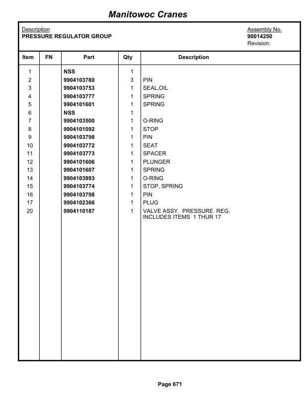 Grove RT890E Crane Parts Manual 234597 2014-3