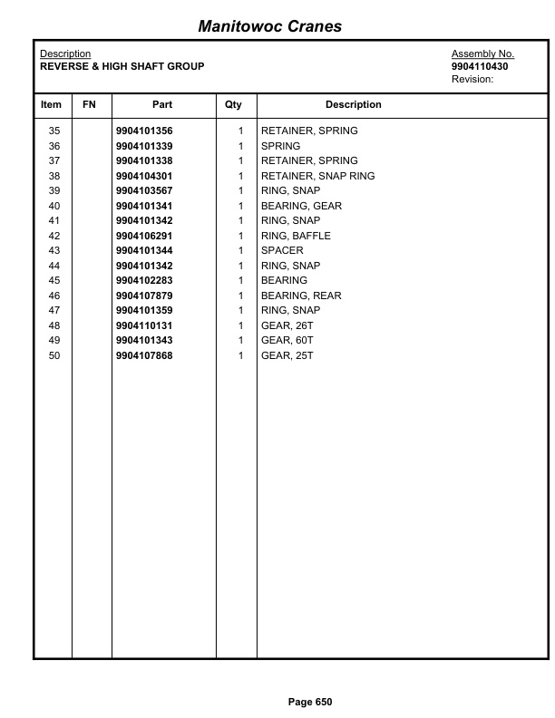 Grove RT890E3 Crane Parts Manual 225570 2012-3